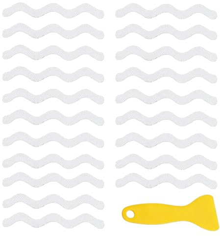 Trifletopia 36PCS Non-Slip Bath Stickers – Wave Anti-Slip Strip for Shower, Bathtub, Stairs, Sauna, Kitchen – Transparent Non Slip Shower Stickers with Scraper for Safe Surfaces