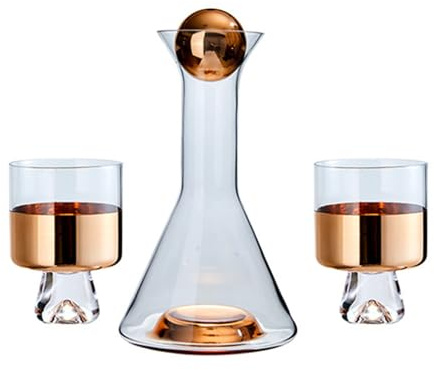 kmgfsd Elegante jarra de agua de cristal de 1,5 L con acento dorado rosa para reuniones familiares, cenas y uso diario, dispensador de agua de vidrio resistente
