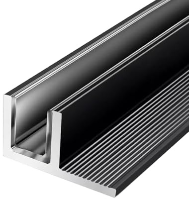 2 rieles de canal de vidrio de aluminio negro tipo F de 2 mm de grosor para puertas de ducha y balcones, se adapta a vidrio de 8/10/12 mm y accesorios elegantes para puerta de ducha