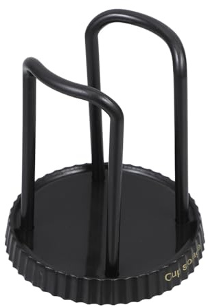 RORPOIR Portabicchieri da Caffè in Plastica Nero Design Integrato, Dispenser per Bicchieri Usa e Getta da Scrivania, Supporto Multiuso per Countertop e Vanity