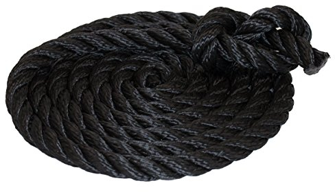 Tauwerk 18mm - Farbe: schwarz 3-litzig gedreht Leine Schnur Festmacher Rope Tau Seil Allzweckseil Reepschnur Lirolen-Tauwerk PP-Multifil, 3-schäftig gedreht (Länge 90mtr.)