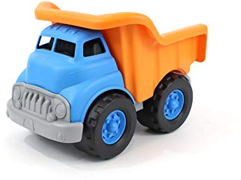 Green Toys Dump Truck, Blue/Orange - Pretend Play, Motor Skills, Kids Toy Vehicle. No BPA, phthalates, PVC. Dishwasher Safe, Recycled Plastic, Made in USA.,Gold/Blue, 10X7.5x6.75