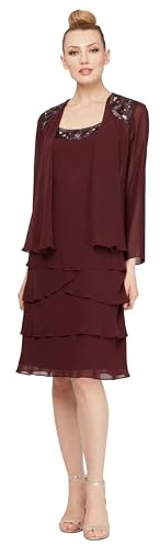 S.L. Fashions - Abito da Donna per la Madre della Sposa, con Giacca, con Aperture sulle Spalle Decorate con Paillettes (Taglie Piccole e Regolari), 54