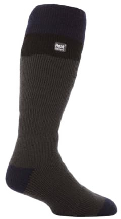 HEAT HOLDERS - Homme Hautes Chaudes Thermique Ski Chaussettes pour Bottes (39/45, Grey/Black)