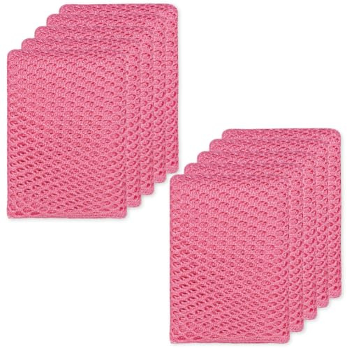 Basic Dish Wash Net (10Pcs) - All Purpose, Non-Scratch, Heavy Duty Dish Scrubbers for Cleaning Dishes, Pots and Pans Color Pink (Pink 10 Pcs)
