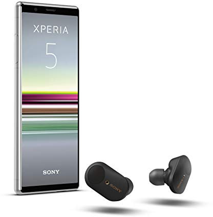 Sony Xperia 5 Bundle, 6.1” FHD+ HDR OLED 21:9 Display, 6GB RAM, 128GB Speicher, Grau + WF-1000XM3 True Wireless Noise Cancelling Kopfhörer, Schwarz