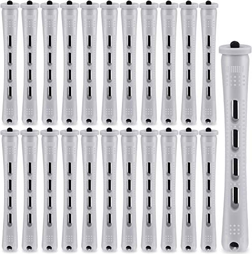 60 Pieces Hair Perm Rods Plastic Cold Wave Rods Hair Curling Roller Hair Styling Hairdressing Tools (0.59 Inch, Gray)