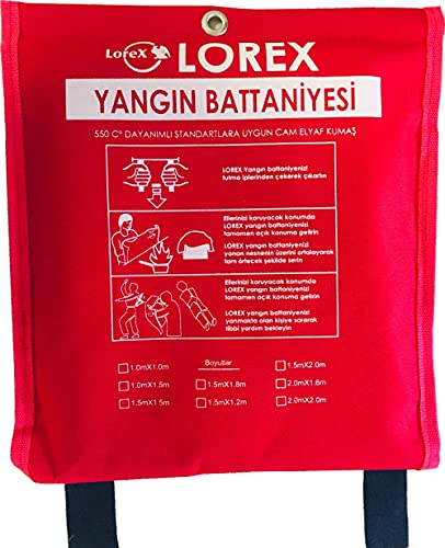LOREX LR-FB1010C Glasfaser - Feuerlöschdecke - 100 x 100 cm, Löschdecke