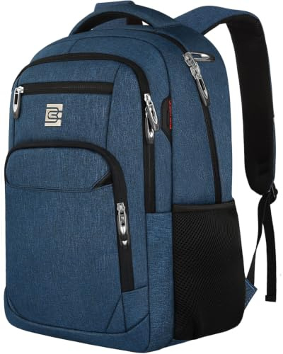 KASIBON Laptop Backpack for Men, Anti-Theft Travel Backpack Business | Water Resistant Work Rucksack for 15.6 Inch Laptop, Large School Bag with Padded Shoulder Straps & Side Bottle Pockets