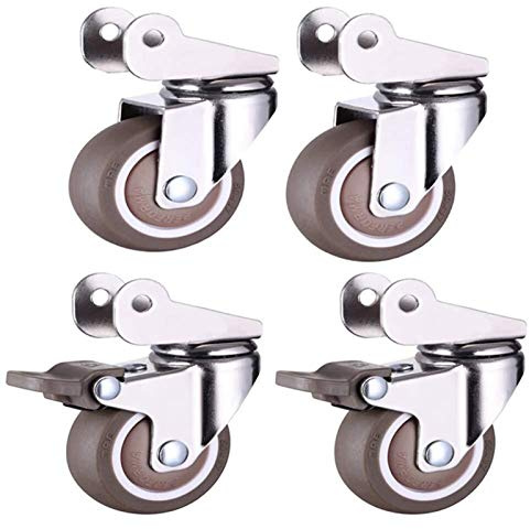 SBTXHJWCGLD 4pcs Furniture Casters 1.5Inch 40mm/2Inch 50mm - Silence Rubber Wheels Brace Universal Swivel Brake (Color : 2 Universal 2 Brakes, Size : 1.5in)