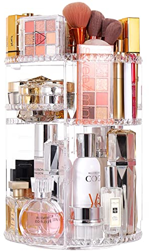YIEZI Make Up Kosmetik Organizer, 360° Drehbar, Beauty Organizer, Schmink Aufbewahrung Kosmetikbox für Dresser Schlafzimmer Badezimmer, Transparent