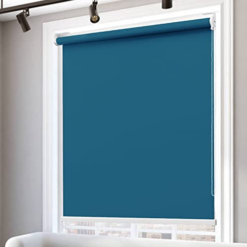 RYNS Seitenzugrollo Verdunklungsrollo 150x350cm lichtundurchlässig Sonnenschutz Hitzeschutz Jalousien Doppelrollo Klemmrollo für Fenster und Tür Fensterrollo, Dunkelblau