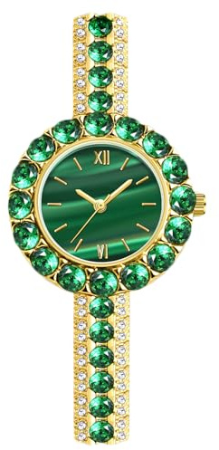RORIOS Damen Uhren Analog Quarz Uhren mit Strass Armband Wasserdicht Grün Armbanduhren Elegant Kleid Uhr für Damen Frauen