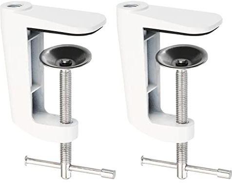 PATIKIL Adjustable Replacement Clamp for Lamps, 2 Pack Universal Adjustable C Shape Desk Table Mount Clamp for Microphone Arm Desk Lamps Stand, White