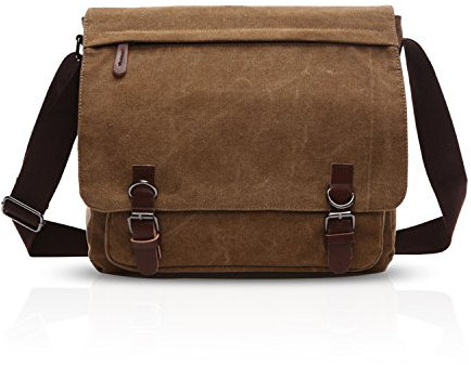 ADITAM Retro Umhängetasche Canvas Umhängetasche für Herren Postbote Umhängetasche Handtasche passend für 12,9 Zoll Laptop Business Umhängetasche für Reisen Schule College Pendler Bookbag Große