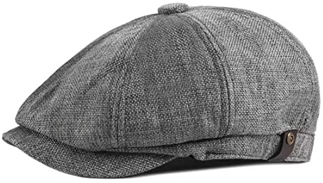 QICHEN 8-Panel Flatcap für Herren Sommer Schiebermütze Newsboy Schirmmütze Retro Casual Barett Cap Tellermütze (Dunkelgrau)