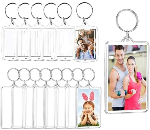 20 Pcs Personnalisable Porte-Clés Photo,Porte-Clé Acrylique Transparent | 5.5 * 4cm、5 * 2cm Porte Clés Cadres Photo Transparents,Personnalisé Porte Clef,Pour Famille, Des Couples, Diy Souvenir