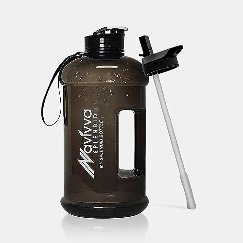 NAVIVVA SPLENDID Borraccia da palestra riutilizzabile da 2,2 litri, con coperchio con cannuccia, lavabile in lavastoviglie, in plastica Tritan senza BPA, portatile, ecologica, con maniglia per il