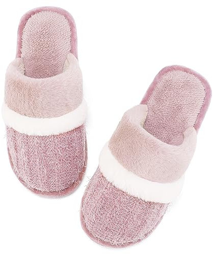 MAXTOP Tofflor Dam Mjuk plysch tofflor med mysigt minnesskum Slip-on inomhus utomhus tofflor Kreativa gåvor för kvinnor män
