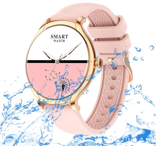 Smartwatch Damen Herren IP68 Wasserdicht Fitnessuhr Sportuhr Bluetooth-Anrufe mit 1.39''Touchscreen Herzfrequenz-Schlafmonitor 7 Tage Lange Akkulaufze Itmehrfach Sportmodi,für Android IOS Rosa