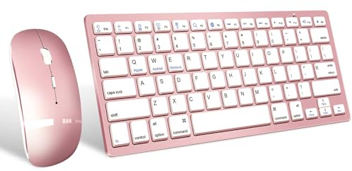 Juego de teclado y mouse Bluetooth inalámbricos, teclado inalámbrico silencioso portátil y combo de mouse compatible con iPad/Mac/MacBook/Android/Windows/PC/computadora