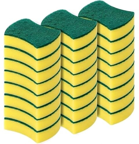 Bizzal 24pcs,Cleaning Sponge, Dishes Scrubbing Brush, Pot Scruber, Microfiber Dish Cloths, Scouring Pads, Cleaning Tools, Kitchen Accessories, Kitchen Gadgets, Cleaning Stuff [24pcs]
