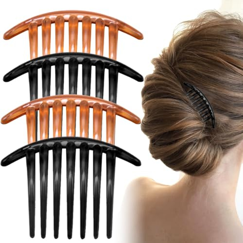 4 Stück Haarspange Kämme Seitenkämme Steckkamm Acryl Seitenkamm Einsteckkamm Frauen Damen Seitenkämme Kopfschmuck Haarschmuck Haarschmuck Hochsteckfrisuren Haar Styling Werkzeug Schwarz Kaffee