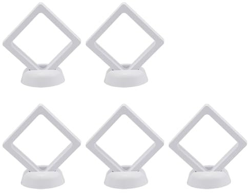 3D-Schweberahmen 3D schwebende Bilderrahmen-Box, Schmuckständer, Ring-Anhänger-Halter, schützen Sie den Schmuckstein-Präsentationskoffer(Color:White 5PCS)