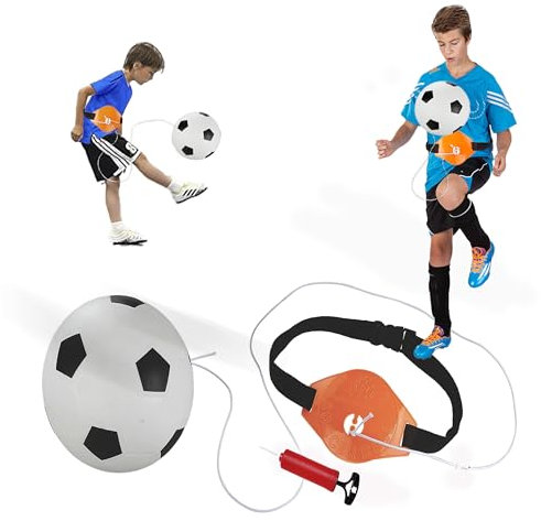 COO11 2 in 1 Kids Football Training Toy Set Includes Adjustable Soccer Keepie Uppie Waist Belt with Football & Pump, Football Equipment for Indoor/Outdoor Traning for Girls & Boys Age 3 4 5 6 7 8 9