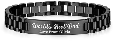 Armband Herren mit Gravur Edelstahl - Herren Armband mit Namen Panzerkette Silber Gold Schwarz Armkette Herren Personalisierte Geschenke Männer Weihnachten Hochzeitstag Geburtstag Valentinstag