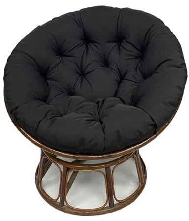 Hiseng Papasansessel Kissen Sitzauflage, Rundes Papasan Stuhlkissen, Wasserdicht Dicke Stuhlkissen Bequem & Weich Sitzkissen Hängesessel für Indoor Outdoor Garten Stuhlauflage (schwarz,120cm)