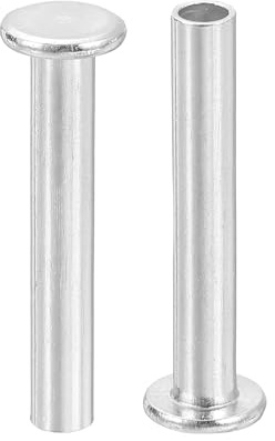 sourcing map Lot de 50 rivets semi-tubulaires, 4 mm x 25 mm en aluminium à tête plate ronde et plate pour réparation industrielle et domestique, argenté