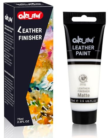 Colorful 2.5oz Matte Acrylic Leather Finisher for Leather Projects | Premium leather paint for bags, wallets, jackets, shoes, and DIY crafts. Waterproof, flexible, durable, and long-lasting.