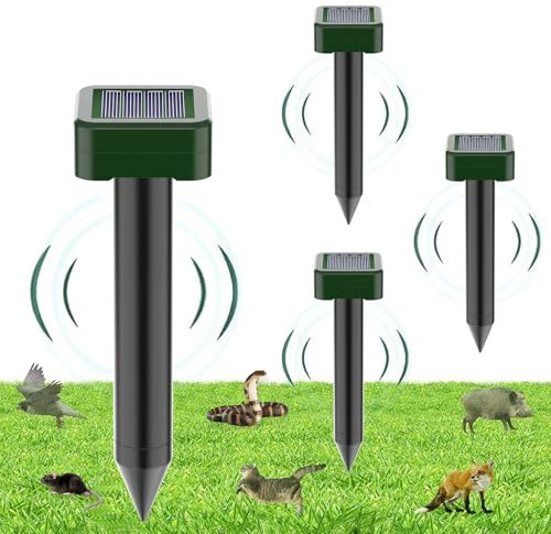 4 Pezzi Repellente Solare per Talpe, Repellente Solare a Ultrasuoni per Topi Repellente per Roditori Impermeabile e Durevole Respinge Rapidamente Serpenti, Arvicole, Scoiattoli, Lontre e Lucertole