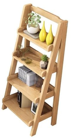 Scaffale a scala in legno con contenitore multistrato per casa, soggiorno, pavimento, libreria, organizer, colore legno, 44 x 38 x 140 cm di altezza