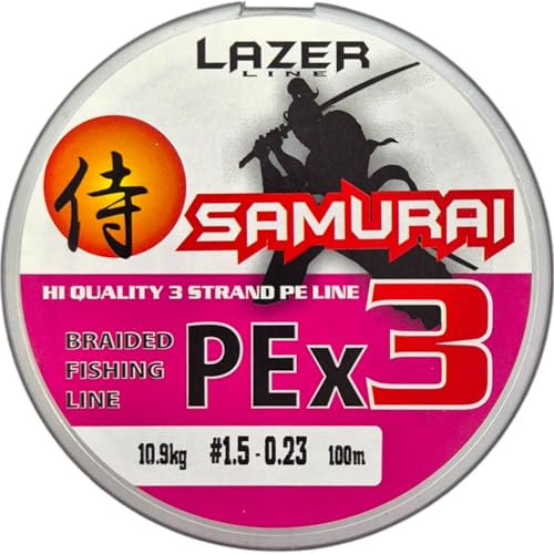 LAZER LINE Angelschnur Geflochten PE X3 100m DIA 0,23mm Test 10,9kg - Geflochtene Schnur 3fach - Angelsehne - Braided Fishing Line - Rundgeflochtene Angelschnüre - Angeln auf Karpfen Hecht Barsch Wels