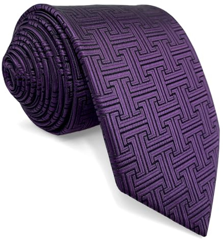 S&W SHLAX&WING Corbata Morada Oscura Estampado Geométrico para Hombre Regalo de Boda 160cm