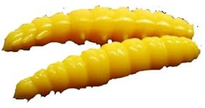 pro-bite Libra Lures Larva 30mm | Forellenköder Supersoft | Inhalt: 15 Stück | Aroma: Knoblauch | Farbe: 008 / Dark Yellow