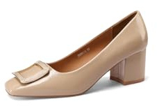 QUEEN HELENA Décolleté Scarpe Basse Eleganti con Tacco Donna ZM9912 (Nude Vernice, Sistema Taglie Calzature EU, Adulto, Donna, Numero, Media, 41)