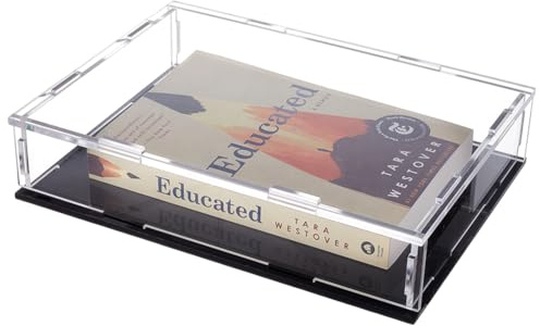 FINGERINSPIRE Vetrina Libro Acrilico Assemblare Scatola Trasparente Sfondo Nero Coperchio Display per La Visualizzazione e L'Organizzazione di Libri