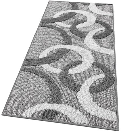 emmevi Tappeto Cucina Tridimensionale Cerchi 3D Assorbente Morbido Moderno Antiscivolo 50x80 Grigio