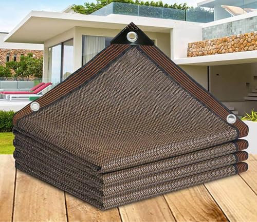 AuMarndi Telo Ombreggiante 5x5 Occhiellato Teli Ombreggianti da Esterno Rete Telo Ombra Ombra 90% Protezione Solare Tessuto Ombreggiante Traforato Protezione delle Piante Fienile Canile,brown-2x5m