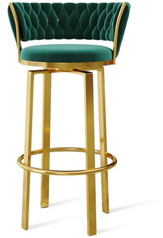 Drehbare Barhocker mit gewebter Rückseite, moderner Polsterstuhl, goldene Beine, erhältlich in 1/2/3/4 Sets, 70 cm hoch, ideal für Küche und Hausbar