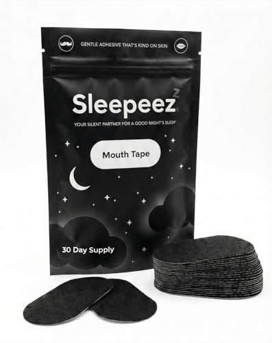 Sleepeez Mouth Tape for Sleeping - 30 Strips Hypoallergenic Sleep Tape for Nighttime Breathing - Anti Snoring Support - Gentle Adhesive Fits Beards & Sensitive Skin