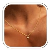 TINGN Kreuz Kette Gold Damen 14K Vergoldet Kreuzkette Halskette Zarte Kette mit Kleiner Kreuz Anhänger Christentum Schmuck Geschenk für Frauen Mädchen Mutter Freundin