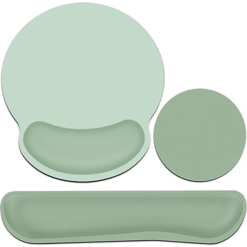 Mauspad Set,Mousepad mit Gelkissen+Handballenauflage Tastatur+Untersetzer | Acezeek 3-in-1 Mouse Pad mit Rutschfester, Ergonomisches Mauspad,Schmerzlinderung Maus Pad für Spiele,Zuhause,Büro
