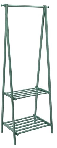 UHDUIG Kleiderständer Bambus Klappbarer Garderobenständer mit Kleiderstange Freistehender Offene Struktur für Platziert Werden Kleidung Schals Hüte 66x40x160cm (Grün)