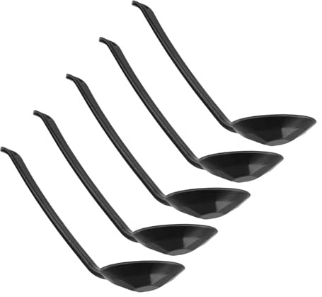 UKCOCO Sopa Largas Estilo Japonés Negras, 5 Piezas, de Duradero, Ergonómicas para Restaurante y Sopa Ramen en Cocina y Comedor