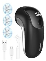 Homtronics Bobble Remover for Clothes,1200mAh Electric Lint Remover, LED Display Bobble Shaver for Clothes and Furniture, 3-Speed, 6-Leaf Blade, Debobbler for Sofa, Upholstery, Furniture (Black)