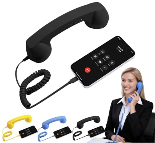 Retro Phone Handset, Vintage Style Receiver with Microphone & Speaker, Cordless Retro Telephone Handsets, Old School Desk Phone Handsets for Clear Calls black Type-c